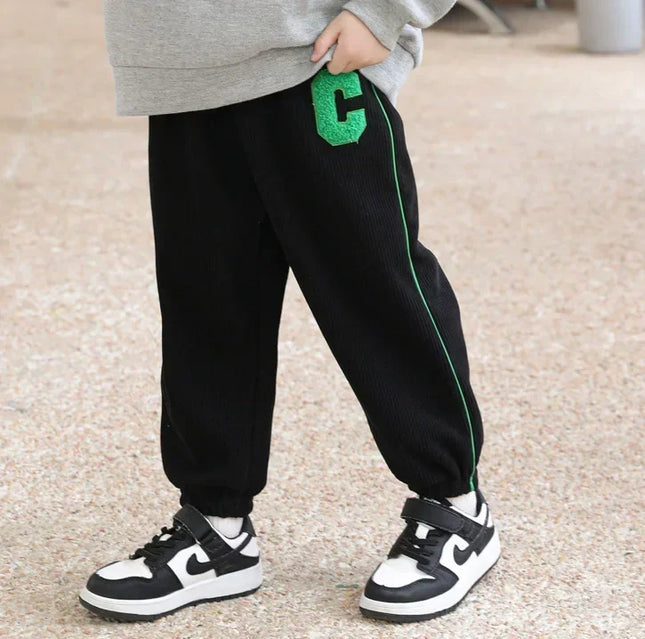 Children's Warm Pants with Fleece Thickened Autumn and Winter New Sweatpants Baby Boys and Girls Loose Casual Kids Pants