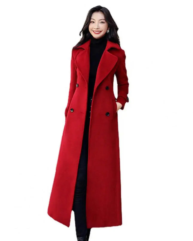 Women‘s Coat Winter Korean Fashion Long Coated Thickened Woolen Winter Coat for Women Black Coat Harajuku