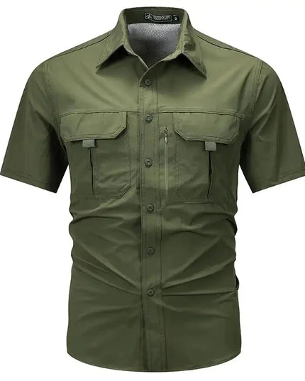 Summer Men Short Sleeve Shirt Men Breathable Tactical Work Shirt Tops Outdoor Casual Quick Dry Multi-pocket Camping Cargo Shirts