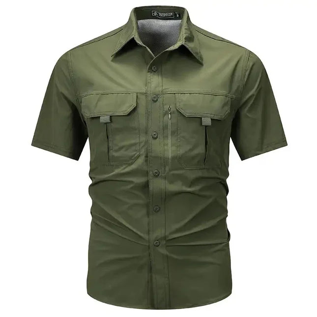 Summer Men Short Sleeve Shirt Men Breathable Tactical Work Shirt Tops Outdoor Casual Quick Dry Multi-pocket Camping Cargo Shirts