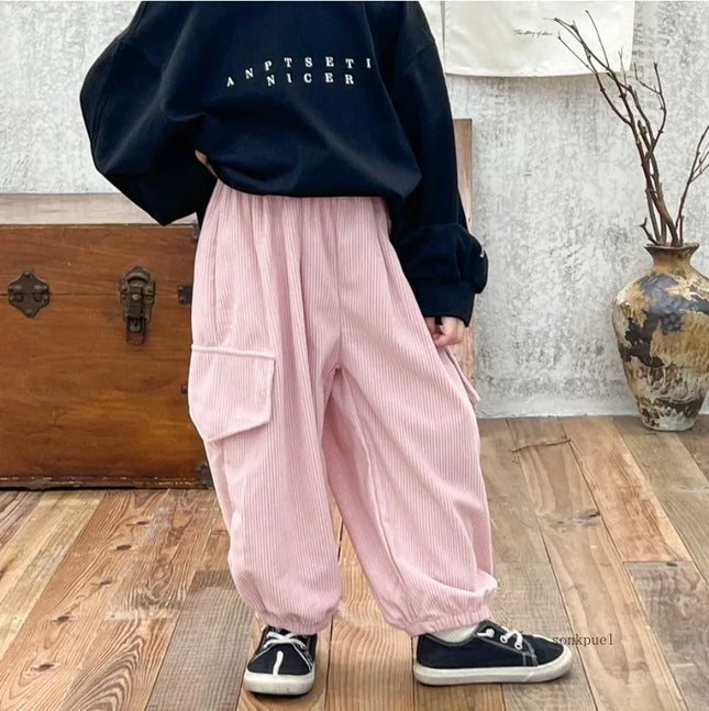 Baby Boys Girls Pants 2024 Cool Boy Plain Baby Overalls Spring and Autumn Kids Bottom Children's Clothin