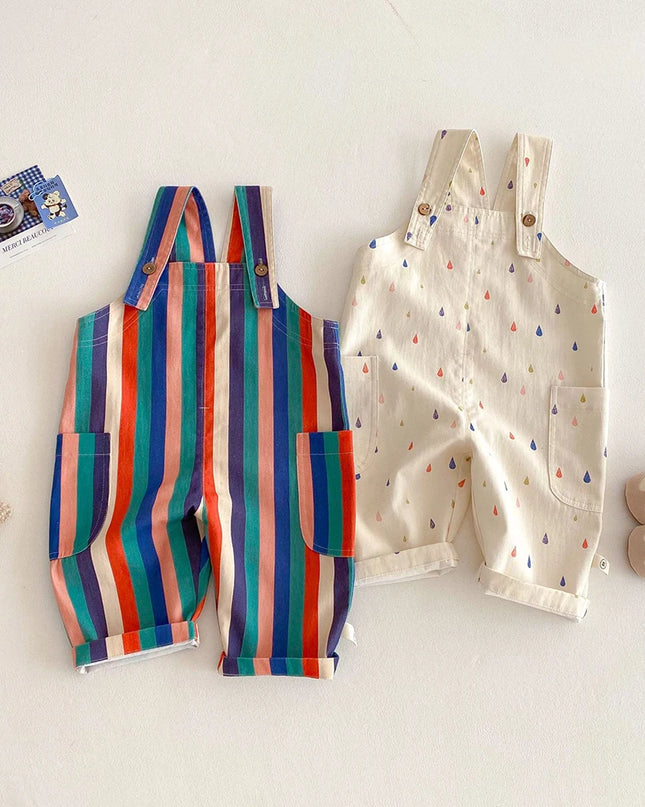 2025 Spring New Kids Clothes Fashion Overalls Polk Dot Jumpsuits Striped Overalls Children Play Suit