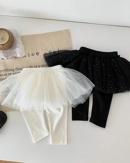 Autumn and winter baby girls versatile mesh fake two sequin bottomed skirts and pants