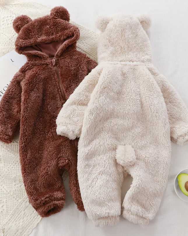 Winter Baby Clothes Cute Cartoon Bear Baby Rompers Pajamas Cotton Infant Boy Girls Animal Costume Zipper Jumpsuit 0-24 Months