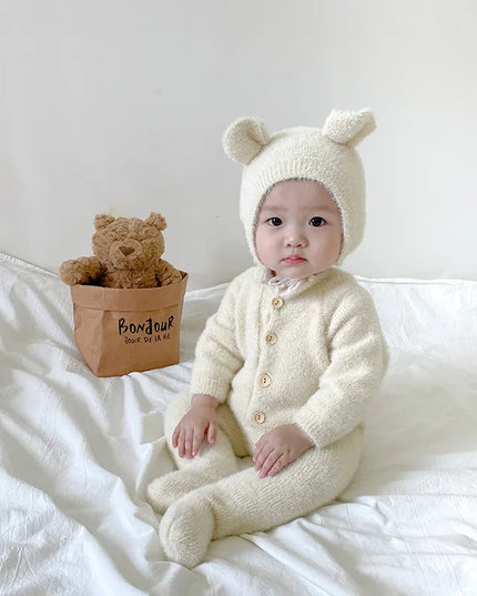 0-3T Newborn Kid Baby Boys Girls Winter Clothes Warm Baby Romper with Hat Cute Sweet Jumpsuit Cute Sweet Lovely Baby Outfit