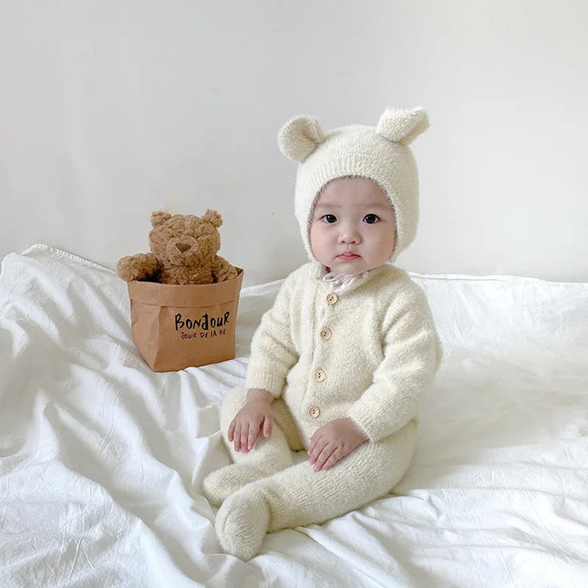 0-3T Newborn Kid Baby Boys Girls Winter Clothes Warm Baby Romper with Hat Cute Sweet Jumpsuit Cute Sweet Lovely Baby Outfit