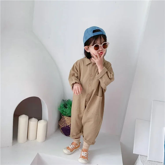 Children Clothing Jumpsuit 2024 Autumn New Boys Girls Casual Letter Tooling Denim Baby Kids Clothes Japanes & Korean Style 1-7 Y