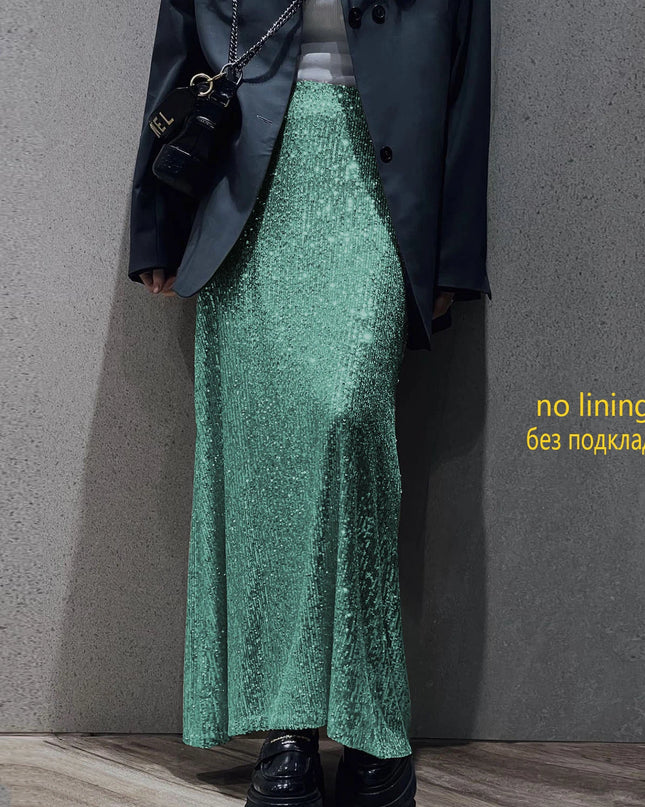 Sequin Female Sexy Maxi Skirt Summer Fashion Glitter High Waist Loose Elegant Club Long Skirt Sparkle Women Long Skirt New