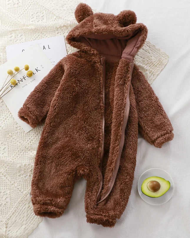 Winter Baby Clothes Cute Cartoon Bear Baby Rompers Pajamas Cotton Infant Boy Girls Animal Costume Zipper Jumpsuit 0-24 Months