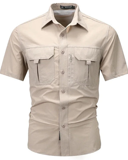 Summer Men Short Sleeve Shirt Men Breathable Tactical Work Shirt Tops Outdoor Casual Quick Dry Multi-pocket Camping Cargo Shirts