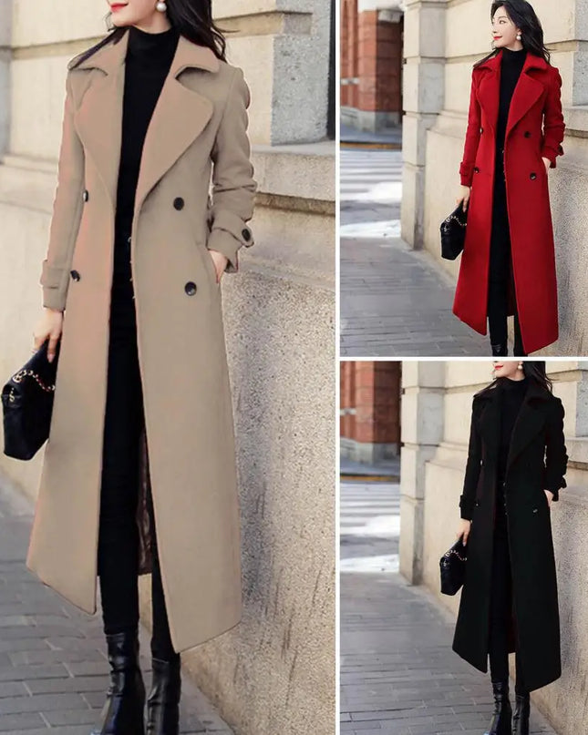 Women‘s Coat Winter Korean Fashion Long Coated Thickened Woolen Winter Coat for Women Black Coat Harajuku