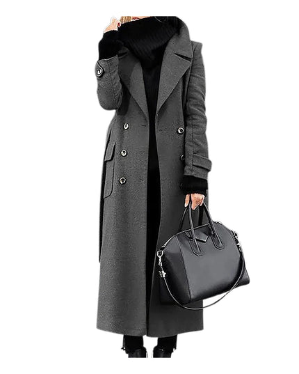 Women‘s Coat Winter Korean Fashion Long Coated Thickened Woolen Winter Coat for Women Black Coat Harajuku