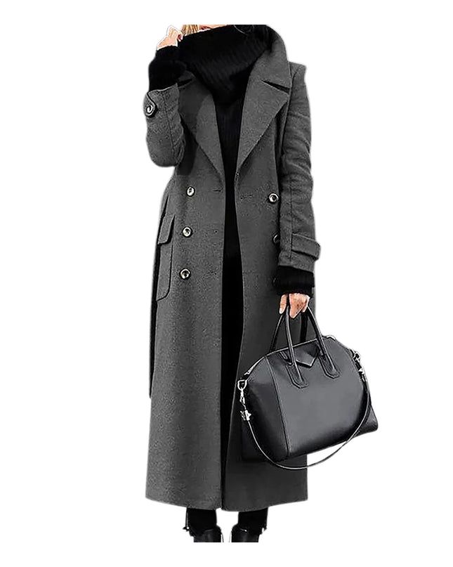 Women‘s Coat Winter Korean Fashion Long Coated Thickened Woolen Winter Coat for Women Black Coat Harajuku