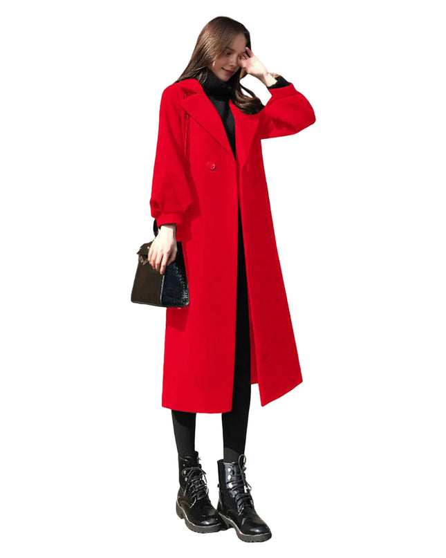 Women‘s Coat Winter Korean Fashion Long Coated Thickened Woolen Winter Coat for Women Black Coat Harajuku