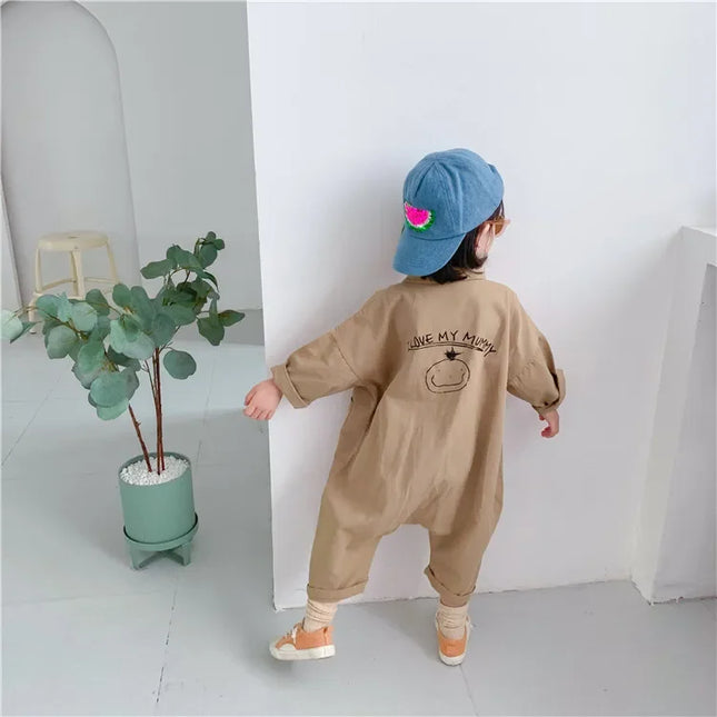 Children Clothing Jumpsuit 2024 Autumn New Boys Girls Casual Letter Tooling Denim Baby Kids Clothes Japanes & Korean Style 1-7 Y