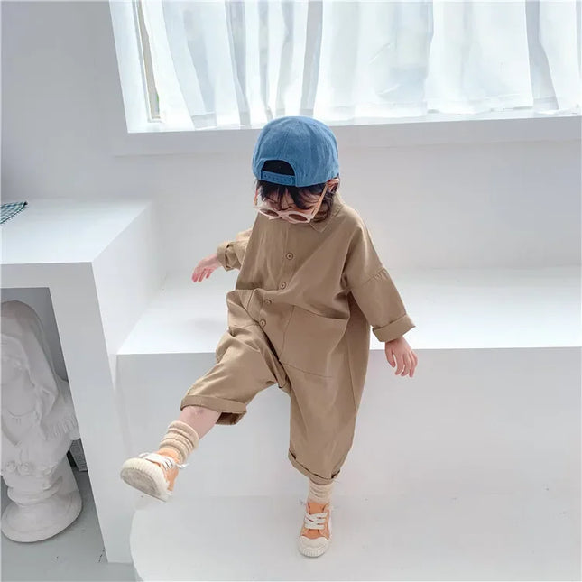 Children Clothing Jumpsuit 2024 Autumn New Boys Girls Casual Letter Tooling Denim Baby Kids Clothes Japanes & Korean Style 1-7 Y