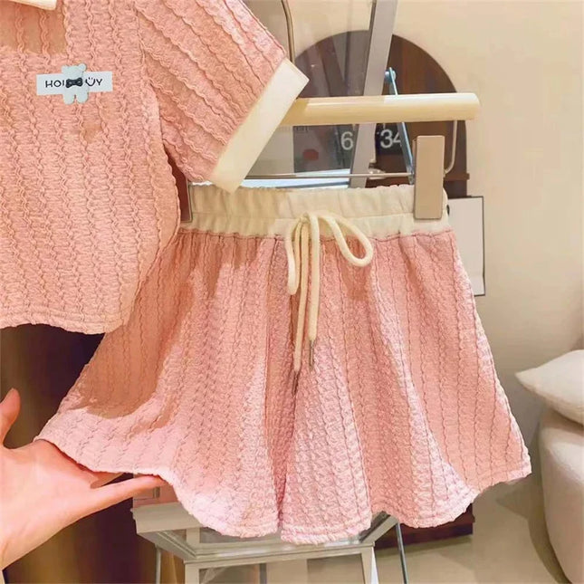 Girls Clothes Set Summer Kids Cute Sweet Short Sleeve Top+Shorts 2Pcs Outfits Children Casual Comforts Sportswear Suits 2-10Y