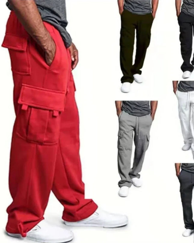 Men's Cargo Sweatpants Autumn Long Pants Loose Sport Fit Jogging Overalls Joggers Sweat Pocket Pants Cargo Trousers Streetwear