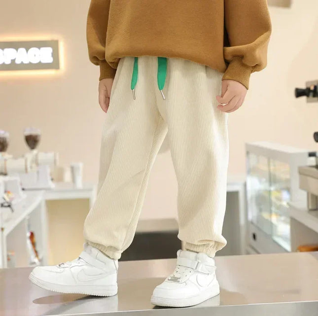 Children's Warm Pants with Fleece Thickened Autumn and Winter New Sweatpants Baby Boys and Girls Loose Casual Kids Pants