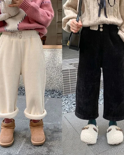 Baby Girls Pants Autumn Winter Warm Kids Corduroy Trousers 0-10 Years Old Children Warm Casual Straight Pants