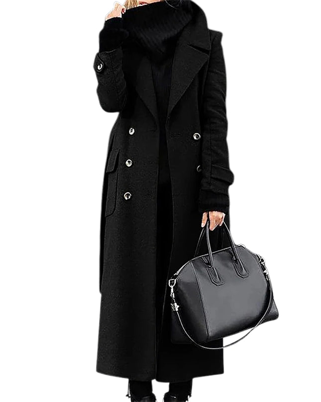 Women‘s Coat Winter Korean Fashion Long Coated Thickened Woolen Winter Coat for Women Black Coat Harajuku