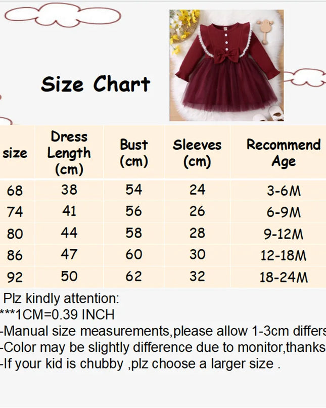 3-24 Months Newborn Baby Girl Birthday Princess Dress Ruffle Long Sleeve Tutu Lace Red Dress Toddler Girl Fashion Partywear