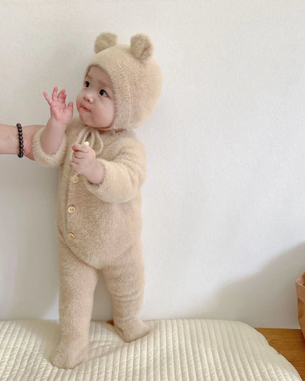 0-3T Newborn Kid Baby Boys Girls Winter Clothes Warm Baby Romper with Hat Cute Sweet Jumpsuit Cute Sweet Lovely Baby Outfit