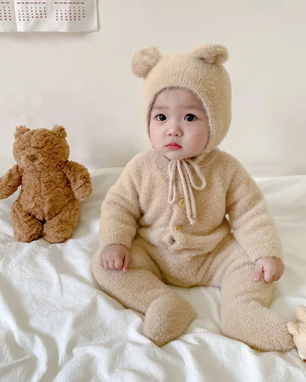 0-3T Newborn Kid Baby Boys Girls Winter Clothes Warm Baby Romper with Hat Cute Sweet Jumpsuit Cute Sweet Lovely Baby Outfit