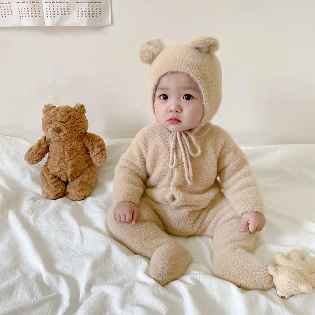 0-3T Newborn Kid Baby Boys Girls Winter Clothes Warm Baby Romper with Hat Cute Sweet Jumpsuit Cute Sweet Lovely Baby Outfit