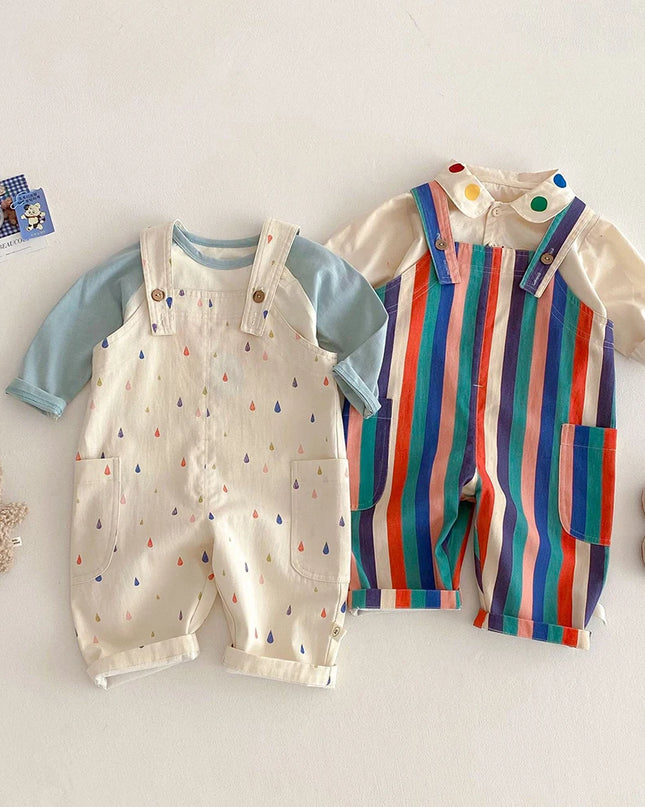 2025 Spring New Kids Clothes Fashion Overalls Polk Dot Jumpsuits Striped Overalls Children Play Suit