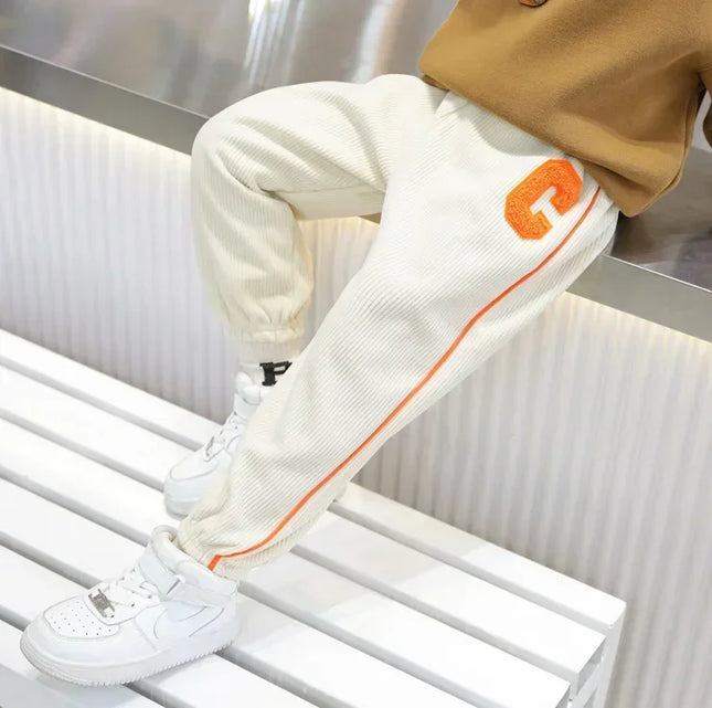 Children's Warm Pants with Fleece Thickened Autumn and Winter New Sweatpants Baby Boys and Girls Loose Casual Kids Pants