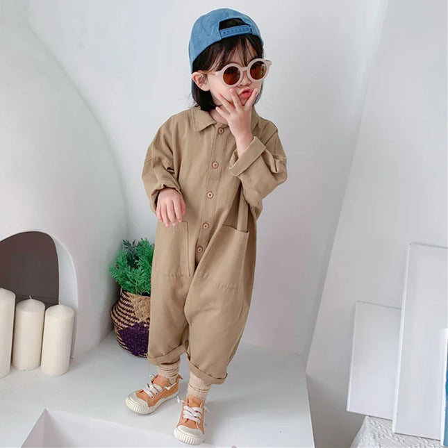 Children Clothing Jumpsuit 2024 Autumn New Boys Girls Casual Letter Tooling Denim Baby Kids Clothes Japanes & Korean Style 1-7 Y