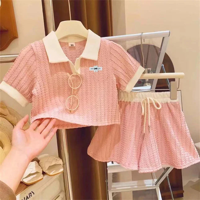 Girls Clothes Set Summer Kids Cute Sweet Short Sleeve Top+Shorts 2Pcs Outfits Children Casual Comforts Sportswear Suits 2-10Y