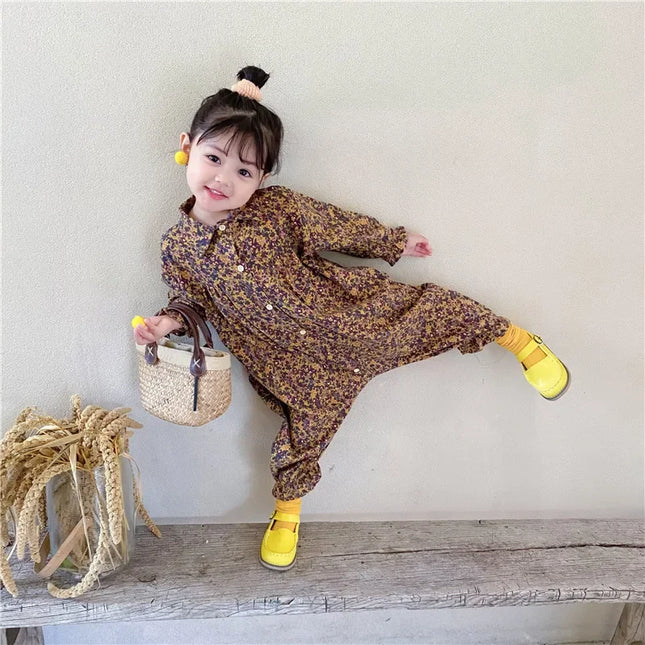 Children Clothing Jumpsuit 2024 Autumn New Boys Girls Casual Letter Tooling Denim Baby Kids Clothes Japanes & Korean Style 1-7 Y