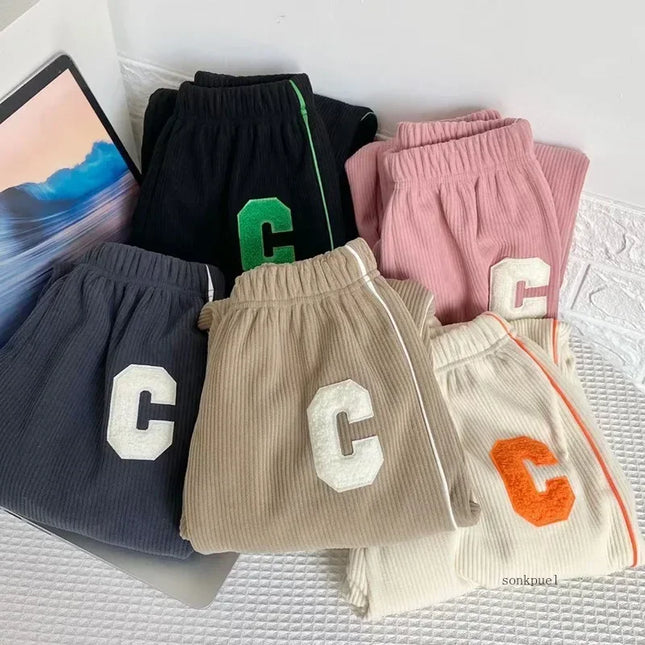 Children's Warm Pants with Fleece Thickened Autumn and Winter New Sweatpants Baby Boys and Girls Loose Casual Kids Pants